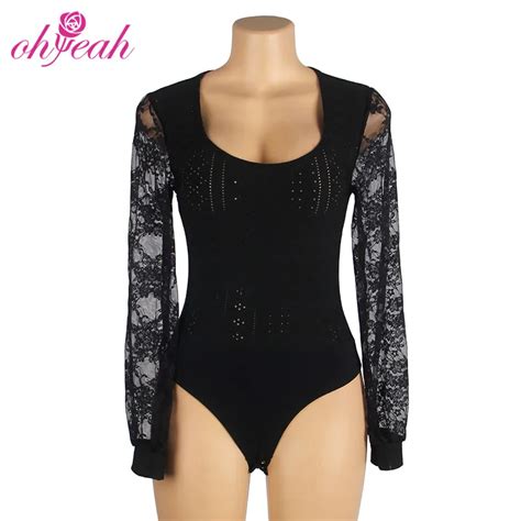 Sexy Bodysuits By Ohyeah White Long Sleeve Mesh Lingerie
