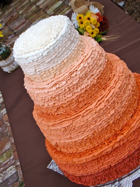 Ombre Ruffle Wedding Cake For A Fall Wedding Before The Topper