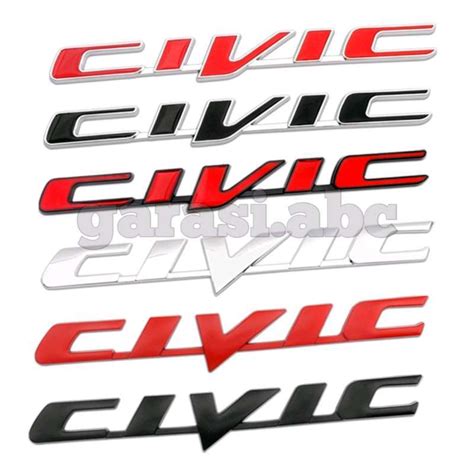 Jual Emblem Badge Body Mobil Honda Civic Besi Timbul Metal Tulisan Logo