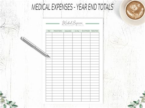 Medical Bills Tracker / Printable Medical Expense Templates ...