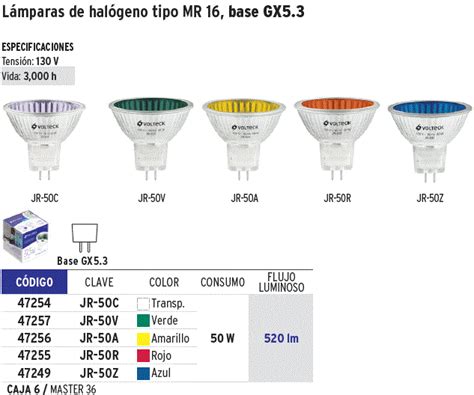 47254 JR 50C TRUPER Volteck Lámpara de halógeno MR16 50 W