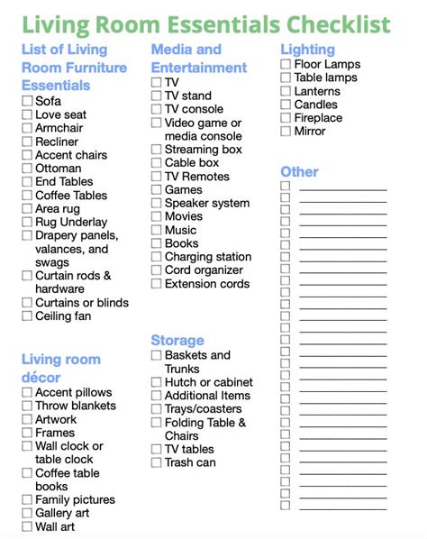 Living Room Essentials Checklist 50 Essential For A Living Room Items