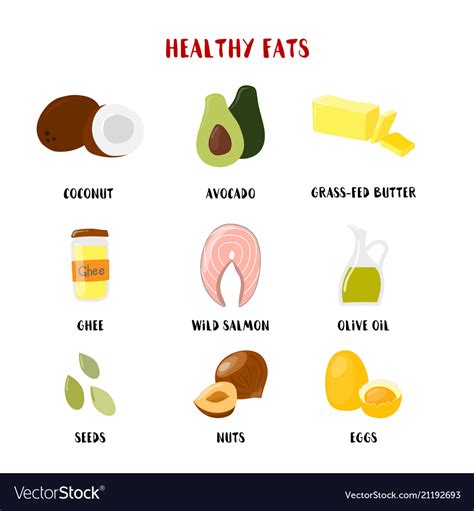 Food with healthy fats and oils icons set Vector Image