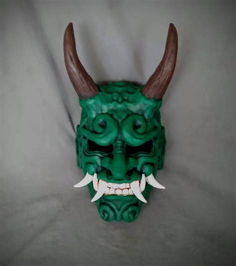 Oni Mask Wearable Green Woodland Oni Mask Japanese Yokai Etsy