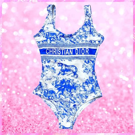 Monogram Logo Swimsuit In Blue Pink Sugar Bikini