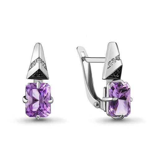 Серьги из Серебра с аметистами, нанокристаллами, фианитами из коллекции ...