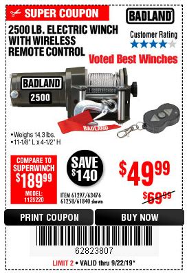 Buy The Badland Lbs Atv Utility Electric Winch With Wireless