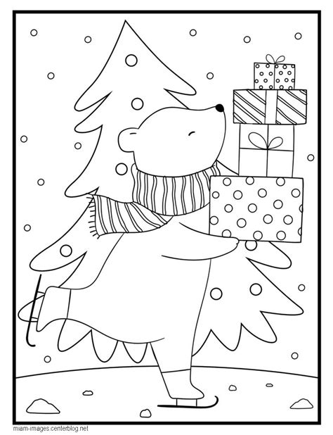 Coloriage De Noël Ours Chritmas Coloring Page ★