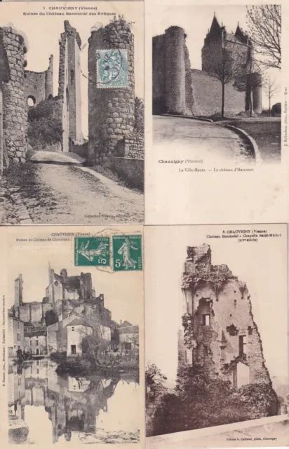 LOT DE 4 Cartes Postales Anciennes Postcards CHAUVIGNY VIENNE 1 EUR 3