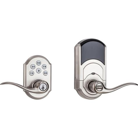 Kwikset Smartcode Lever Satin Nickel 1 Cylinder Smartkey Lighted Keypad Built In Z Wave At