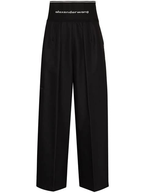 Alexander Wang Logo Waist Wide Leg Trousers Farfetch