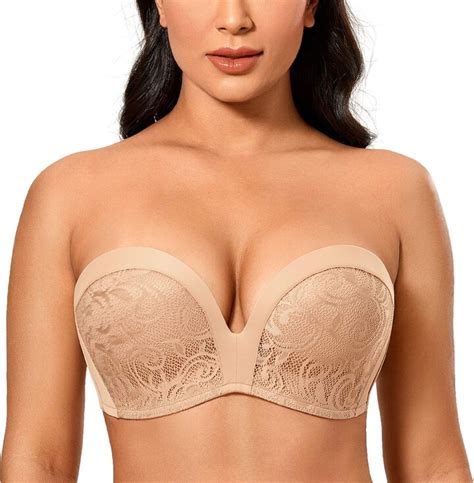 Delimira Women S Strapless Push Up Bras Support Padded Plus Size Lace