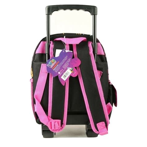 Dora the Explorer Backpack Rolling Small 12 inch Pink Black Flowers ...