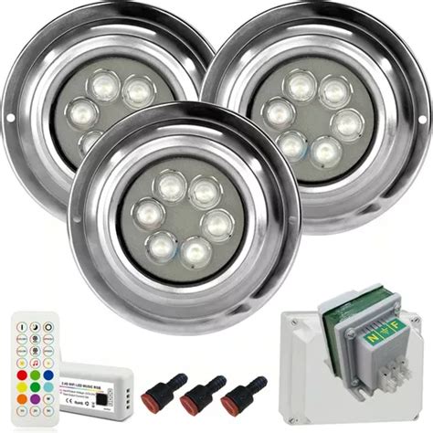 Luces De Pileta Kit Completo 3 Luminarias Led 20w Rgb Mahled