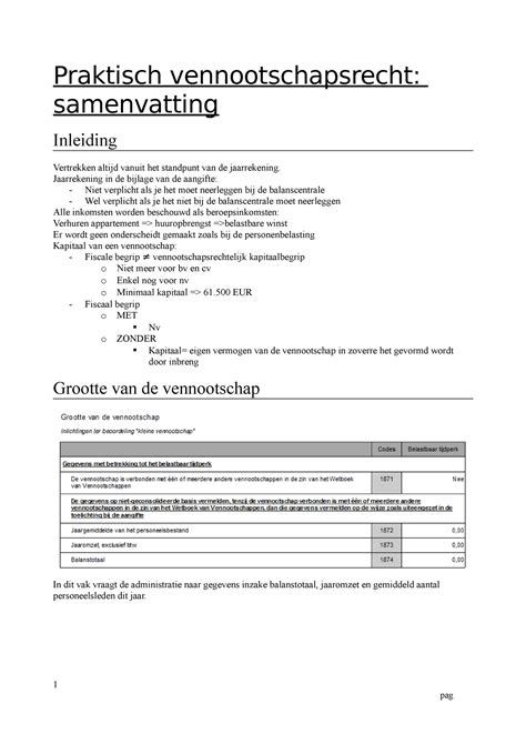 Vennootschapsbelasting Samenvatting Praktisch Vennootschapsrecht