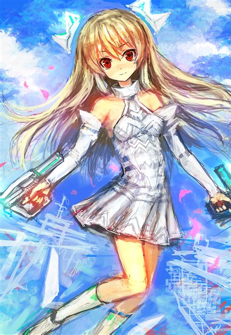 Safebooru Blonde Hair Cloud Detached Sleeves Dual Wielding Gun