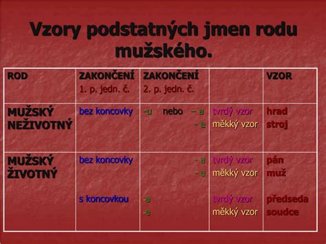 PPT Vzory podstatných jmen rodu mužského PowerPoint Presentation