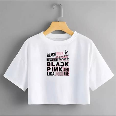 Jual CROP TOP BLACKPINK JENIE LISA JISOO KAOS CROP TOP OVERSIZE CROP