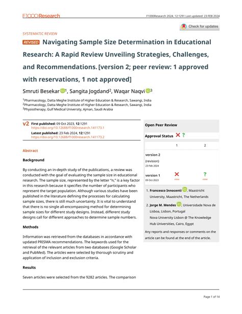 PDF Navigating Sample Size Determination In Educational Research A