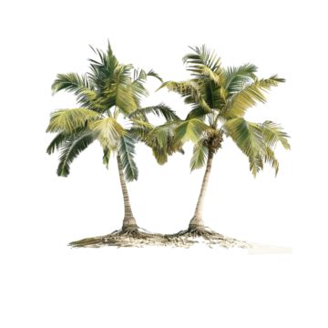 Island Two Palm Trees Realistic Island Palm Tropical Png Transparent