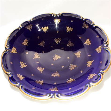 Lindner China Serving Bowl Cobalt Blue Kueps Bavaria K Gold Leaf