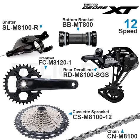 SHIMANO DEORE XT M8100 12v zestaw grupowy 1x12 biegowa dźwignia zmiany