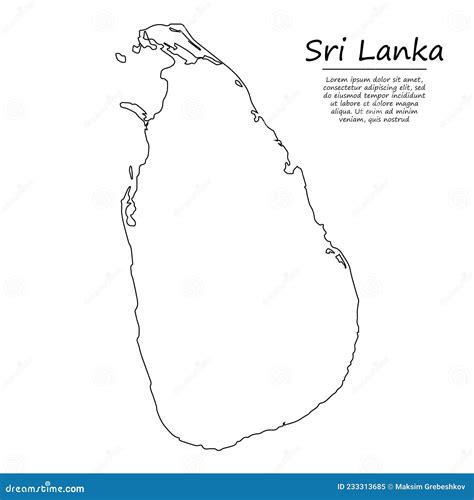 Simple Outline Map Of Sri Lanka In Sketch Line Style Stock Vector