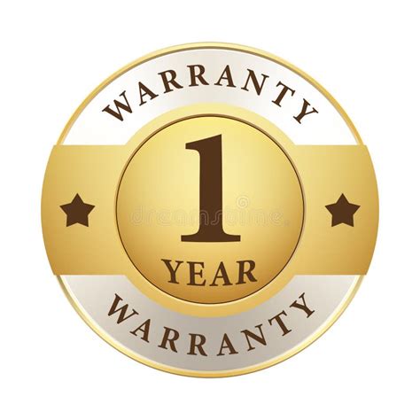 Year Warranty Shield Logo Red Glossy Gold Metallic Stock Vector