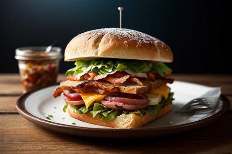 Premium AI Image | A bacon cheeseburger with a side of sauce