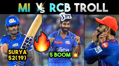 Mi Vs Rcb Ipl 2024 Trolls 🔥 Bumrah Sky Hitman Kohli Mi Vs Rcb