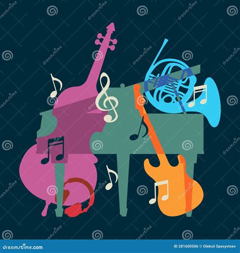 Conjunto De Instrumentos Musicales Coloridos Abstractos Ilustración