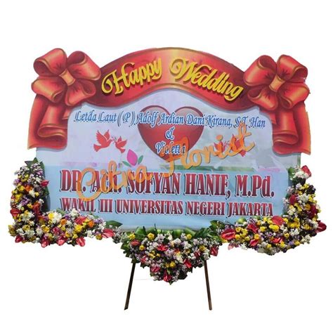 GRS Papan Bunga Happy Wedding Banner 2 5 Meter Bunga 3 Titik Bawah