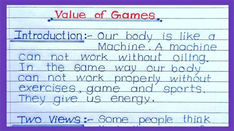 Games And Sports Value Of Games Essay Value Of Games And Sports Essay