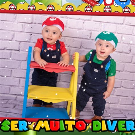 Convite Animado Luigi Super Mario Gêmeos Duplo Irmãos Elo7