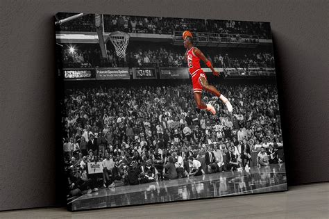 Michael Jordan Free Throw Line Dunk Poster Canvas Wall Art Etsy