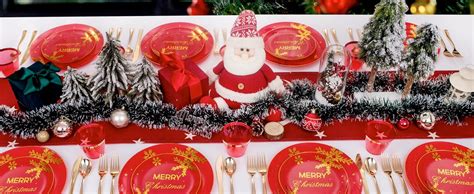 Amazon KIRE 150pcs Christmas Disposable Plates Plastic Red Gold