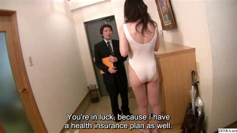 Pale And Leggy Japanese MILF Answers Door In Revealing Leotard