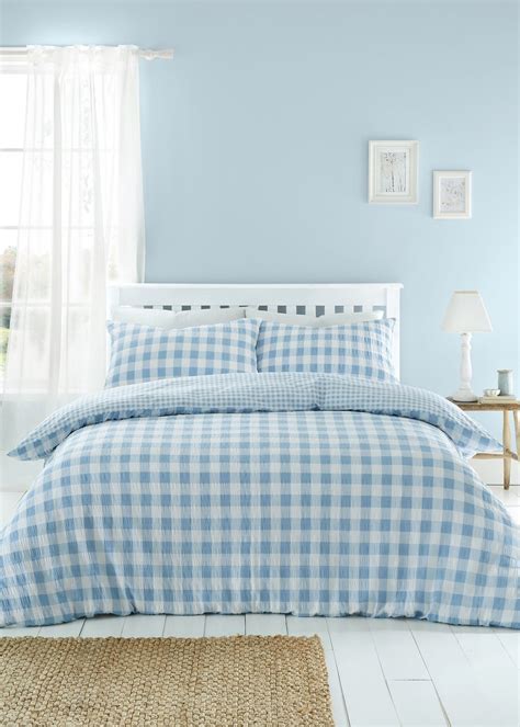 Catherine Lansfield Seersucker Gingham Check Duvet Cover Set Matalan