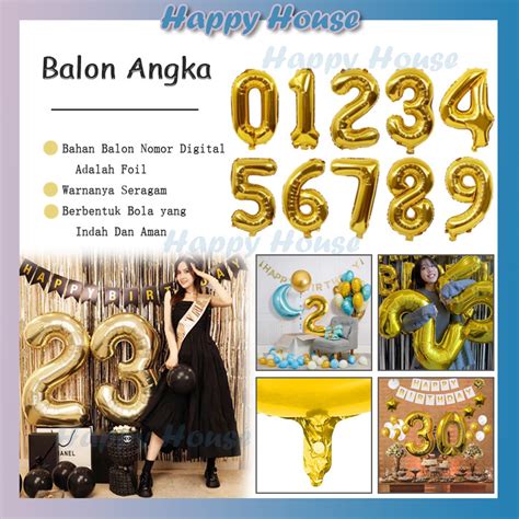 Jual Balon Nomor Nomor Emas Balon Doil Gold Ballon Angka Nomor Emas