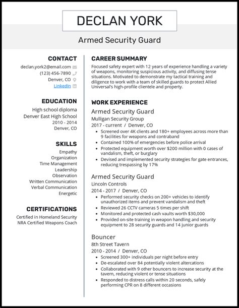 7 Security Guard Resume Examples Templates