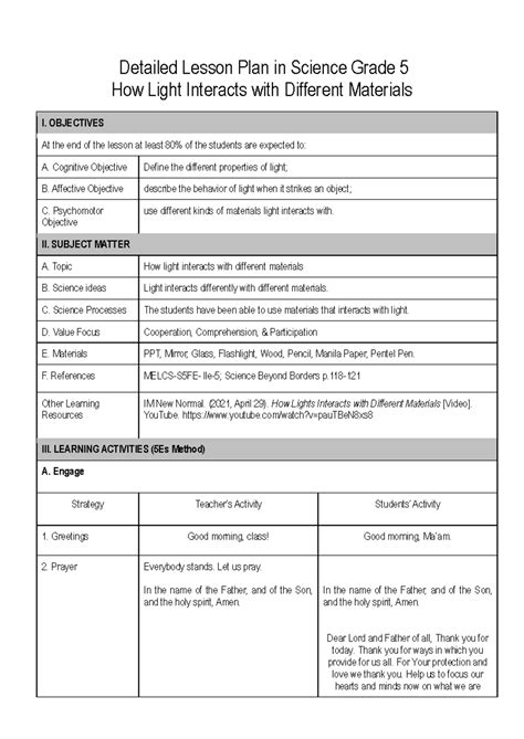 Print I Hope This May Help You Detailed Lesson Plan In Science