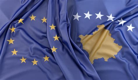 Premium Photo Ruffled Flags Of European Union And Kosovo 3d Rendering