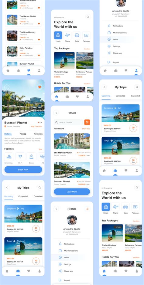 Great Travel App Ui Kit Screens