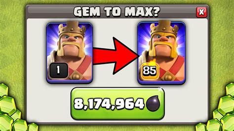 Clash Of Clans King Level One To Max Use 1 Million Gems Barbarian