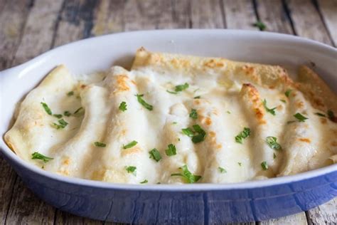 Crepe Cannelloni with Cheese and White Sauce - Baked to Perfection