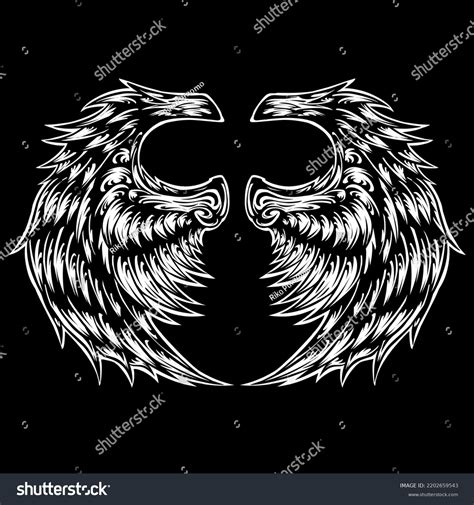 Vector Angel Wing Tattoo Design Stock Vector (Royalty Free) 2202659543 ...