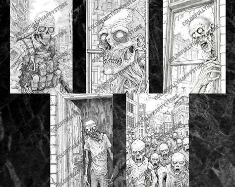 Zombie Apocalypse, Coloring Pages Adult, Coloring Grayscale, Coloring ...