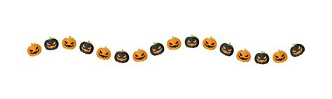 Separator Border Illustration Line Of Cute Jack O Lanterns Evil