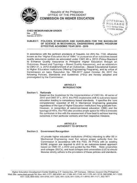 CMO No. 97 Series of 2017 Policies Standards and Guidelines For The ...