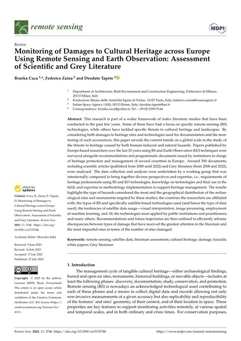 Pdf Monitoring Of Damages To Cultural Heritage Across Europe Using